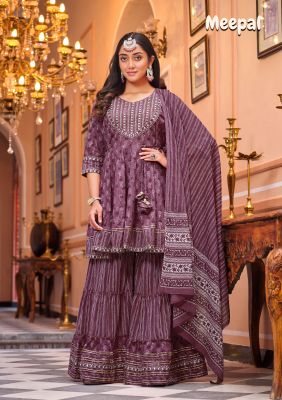 Beet Cotton Embroidery And Printed Kurti With Sharara And Matching Dupatta 3 Pc Set