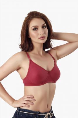 Solid Maroon Cotton Blend Narrow Belts Premium Bra